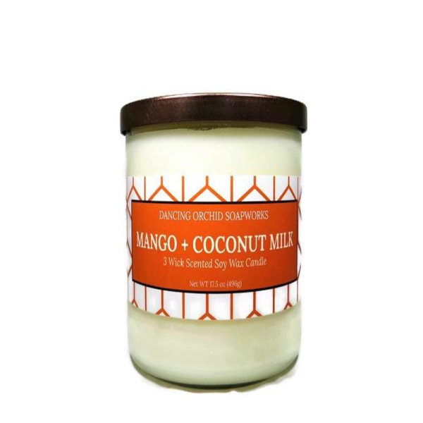 Dancing Orchid Soapworks Mango And Coconut Milk Scented Jar Candle with